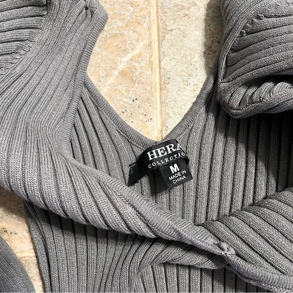 Hera Gray Green Long-Sleeve Ribbed Maxi Dress Women’s Size Medium - Picture 5 of 11